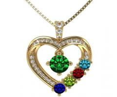 Introducing our exquisite Mother & Child Heart Birthstone Necklace