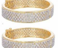 Ethnic Gold Plated Ad CZ Bangles Set Online Purchase - 1