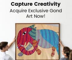 Gond Inspired Canvas| 'Hiraman Urweti - Gond 1' - 30x36 Inches - Artistry Unleashed - 1