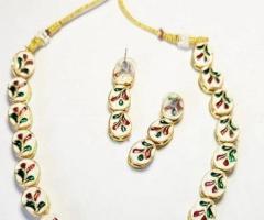 Kundan long necklace with earrings in Indore - Akarshans
