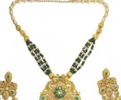 Brass Necklace Set with White Pearls in Haryana - Akarshans