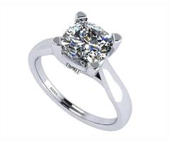 Platinum Plated Cushion Cut CZ Engagement Ring - Size 4