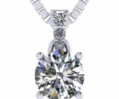 Elegant 4 Prong Round Solitaire Simulated Diamond Necklace - 1.00ct Sterling Silver & Zirconia