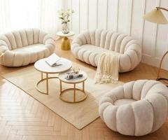 Pumpkin Lounge Sofa Set In White Colour