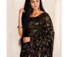 Black Linen Jamdani Sarees Online: Exclusive Collection at Karustuti
