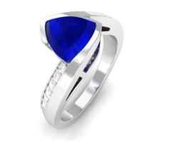 Vibrant Grown Labs-Classic Lab Grown Blue Sapphire Engagement Ring