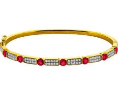 18K Yellow Gold Ruby with Diamond Bangle Collection