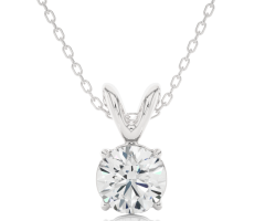 Stunning 14k White Gold Solitaire Diamond Necklace For Women | Minifora - 1