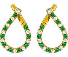 Emerald & Diamond Hoop Earrings