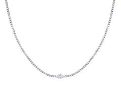 Straight Line Round Brilliant Tennis Necklace - 1