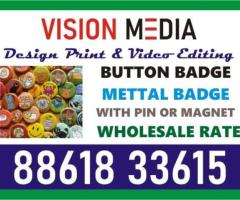 Vision Media | Button Badge | Brass Badge |  1986 | Design and Printing - 1