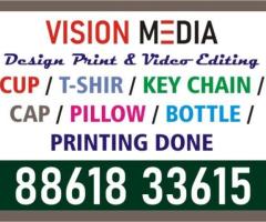 Sublimation Printing done at Vision Media | T shirts Key Chain | Bottle | 1874