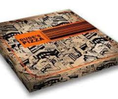 A pizza box is a square cardboard container used to store and transport pizza.