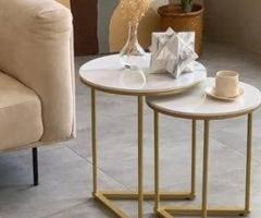 White and Gold Metallic Nesting Table Set