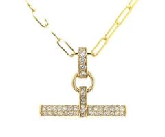 14K Diamond Bail and T Bar Pendant by Providence Diamond Collection - 1