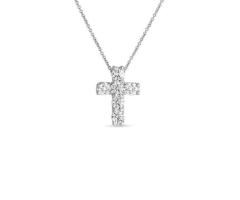 Tiny Treasures White Gold Large Diamond Cross Pendant