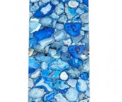 Blue Agate Dining Table Top Handmade Home Decor Furniture