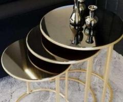 Previous Next Black & Gold Nesting Table Set