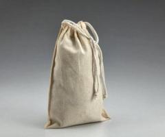 Heavy Duty White Cotton Canvas Drawstring Bag