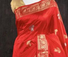 Priyujas Royal Red: Stunning Banarasi Silk Saree