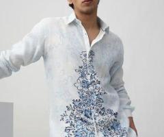 S.BLUE PRINT LINEN SHIRT - 1