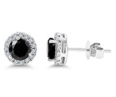 Natural Black Onyx Diamond Earrings for Women