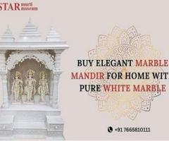 Buy Elegant Marble Mandir For Home With Pure White Marble - 1