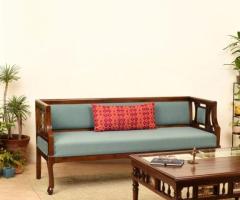 Festive Offer: Luxurious 3-Seater Wooden Sofa – Shop Now!