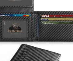 RUNBOX Wallet for Men Slim Rfid Leather 2 ID Window With Gift Box