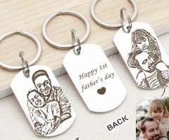 Personalized Double Sided Engraved Photo Keychain