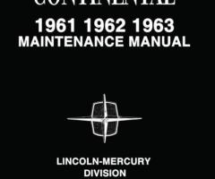 1961 - 1963 Lincoln Continental Shop Manual