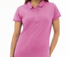 Pink Cotton Short Sleeve Polo Shirt. - 1