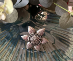 Intricate Silver Oxidized Ring - Floral Design