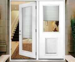 Elegant French Doors with Convenient Built-In Pet Door Solution