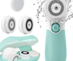 Facial Cleansing Brush Electric Facial Exfoliating Massage Brush with 3