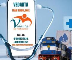 Hire Luxurious Vedanta Train Ambulance Service in Hyderabad with Medical Equipment