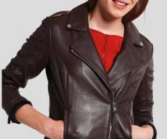 Elegance and Comfort with the Luna Brown Biker Leather Jacket, Only $195! - NYC Leather Jackets