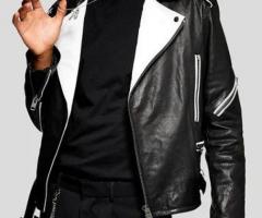 Buy Colvert Black and White Motorcycle Leather Jacket, Just $213! - NYC Leather Jackets - 1