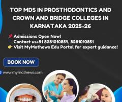 Top MDS in Prosthodontics and Crown and Bridge Colleges in Karnataka 2025-26