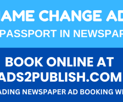 Book a Name Change Ad in a Newspaper via Ads2Publish