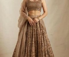 Brown Color Sequins With Jari Embroidery Work Partywear Net Lehenga Choli