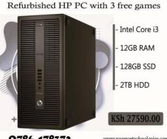 Recertified core i3 HP tower computer with 3 free games