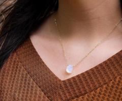 Natural Rainbow Moonstone Necklace For Women