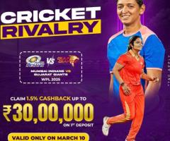 Mumbai Indians vs Gujarat Giants – WPL 2025 Clash! Grab ₹30,00,000 Cashback Offer!