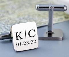 Custom Square Initials Wedding Cufflinks