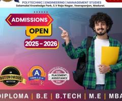 Admissions Open for 2025 - 2026 at Solamalai Institutions: Best Engineering College in Madurai