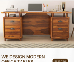 Buy Acco Solid Wood Modern Executive Desk at Nismaaya Decor - 1