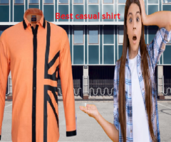 Casual shirt classic orange with black stripes at cheap price