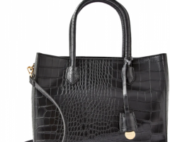 Accessorize London Women's Faux Leather Black Gemma croc handheld Satchel Bag