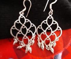 Sensational Silver Jali Design Drop Earring
